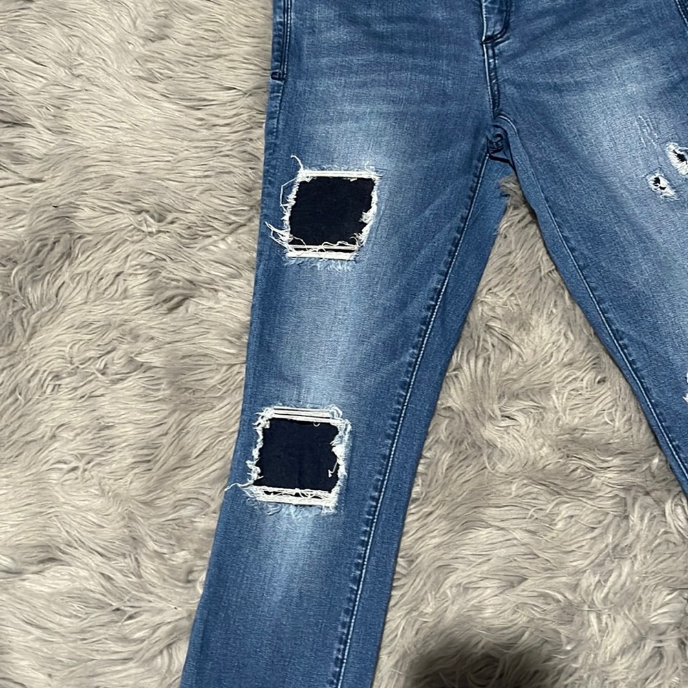 Bebe Embroidered Patch Work Distressed - image 2